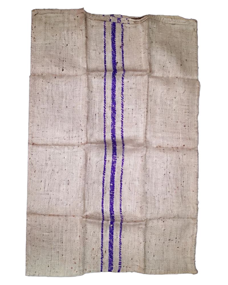 Standard B-Twill jute sacking bag with triple blue stripes manufactured by SA Shamim Jute Mills Ltd